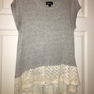 Women’s grey shirt with lace bottom